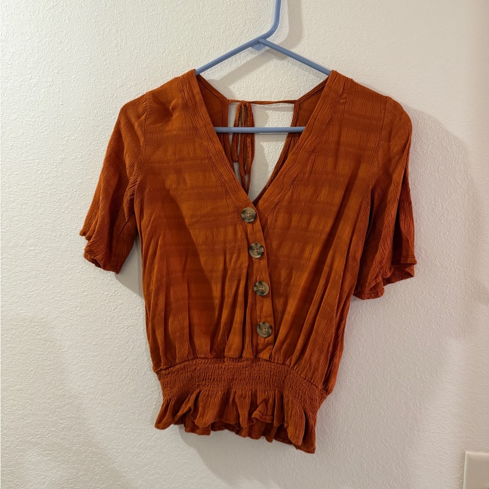 Maurices Terracotta Button-Up Blouse